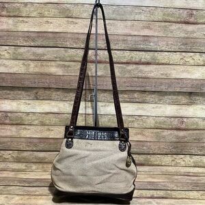 Brahmin Brown Canvas Shoulder Bag
